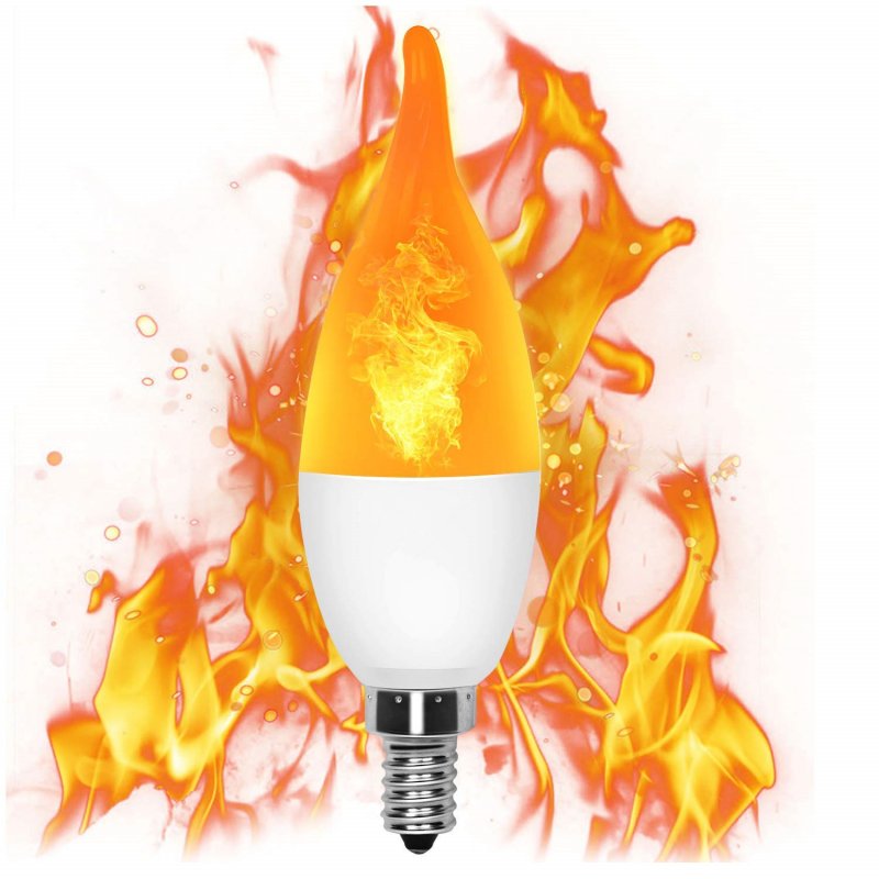 [Indonesia Direct] LED Simulate Flame Light Bulb Candle Light for Home Hotel Decoration E12/E14 85-265V Warm yellow light_E14 pull tail