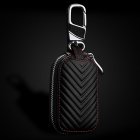 [Indonesia Direct] Leather Car Keychain Key Holder Bag Beige Black Case Wallet Bag