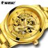  Indonesia Direct  Men High end Retro Quartz Watches Chic Dragon Phoenix Pattern Metal Strap Business Style Luminous Watch leather band gold surface