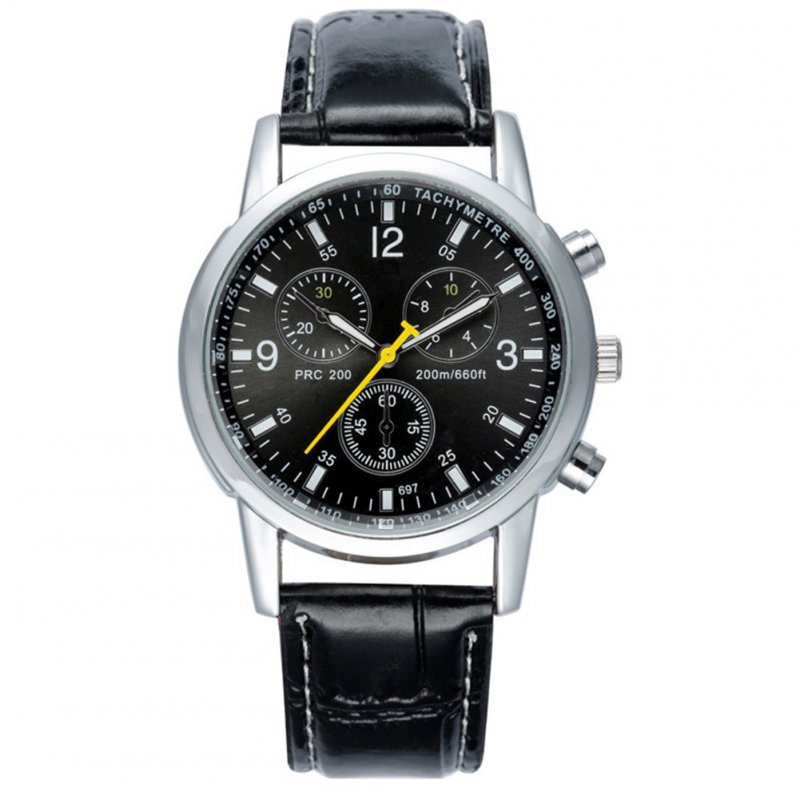 ID Men Luxury Business Style Faux Leather Quartz Wristwatch Fashion Watch  Black