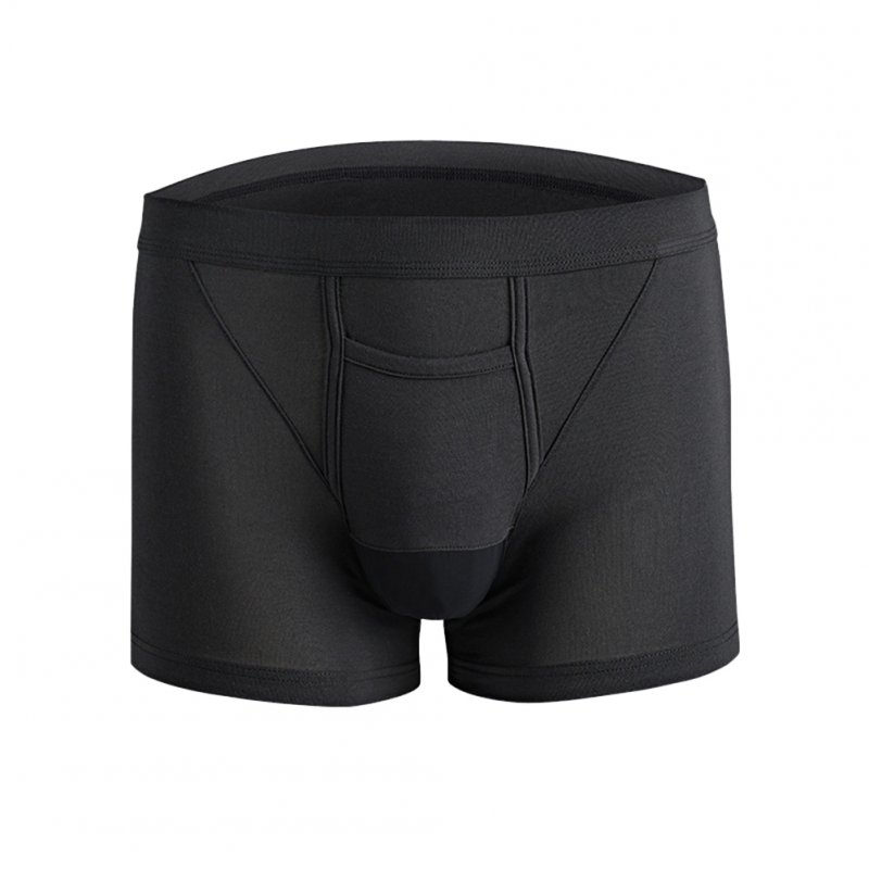 [Indonesia Direct] Men Tight Short Pants Separation of Scrotum and Penis Breathable Pants Trousers black_XL
