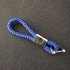  Indonesia Direct  Metal Car Key Ring PU Leather Knitting Vachette Clasp Keychain Key Ring Chain blue