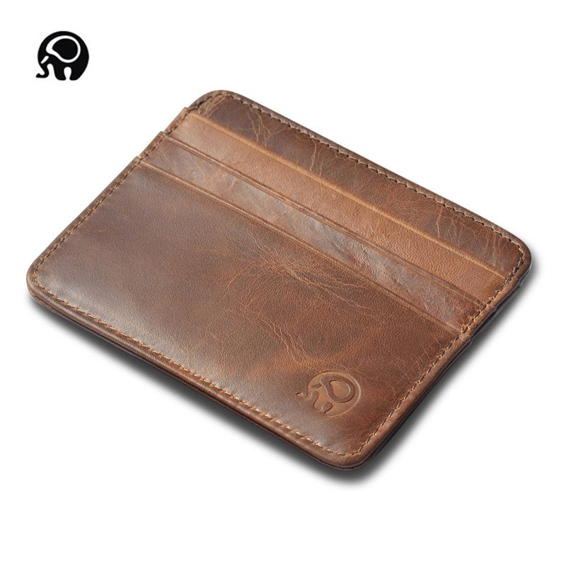 [Indonesia Direct] Mini Wallet Small Leather Open Card Bag Holder Retro Coin Purse Certificate Bag Card Bag