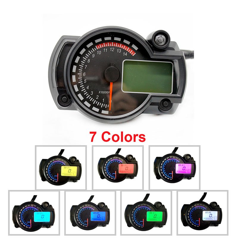 [Indonesia Direct] Motorcycle Digital Speedometer LCD Gauge Speedometer Tachometer Odometer Instrument Colorful_B2910