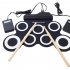  Indonesia Direct  Portable Electronic Drum Digital USB 7 Pads Roll up Drum Set Silicone Electric Drum Pad Kit with DrumSticks Foot Pedal black