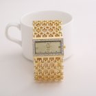 ID REALY Women's Quartz Diamond Case Alloy Bracelet Square Watch with Super Thin Hollow Strap Gold