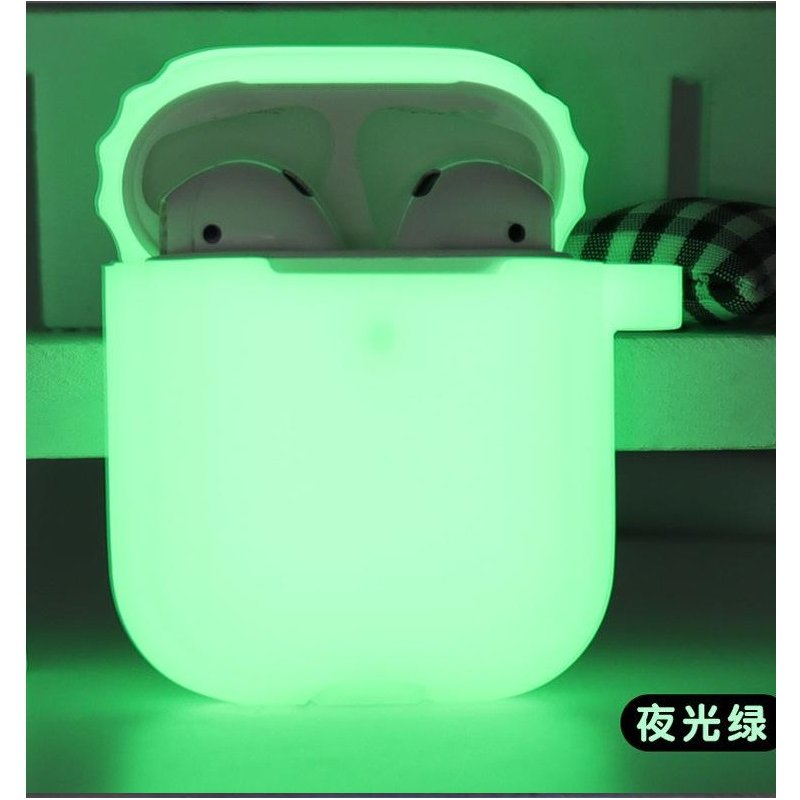 [Indonesia Direct] Silicone Shock Proof Protective Case Glow in the Dark Portable Headset Holder Shell for Apple AirPods As shown