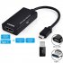  Indonesia Direct  Type C   Micro USB Male to HDMI Female Adapter Cable for Cellphone Tablet TV black