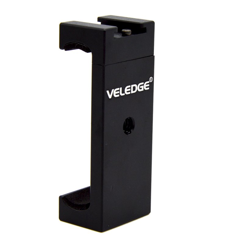 ID Veledge Universal Mini Aluminum Alloy Phone Tripod Mount Adapter Bracket Holder Clip for iPhone Samsung Sony Smartphone black