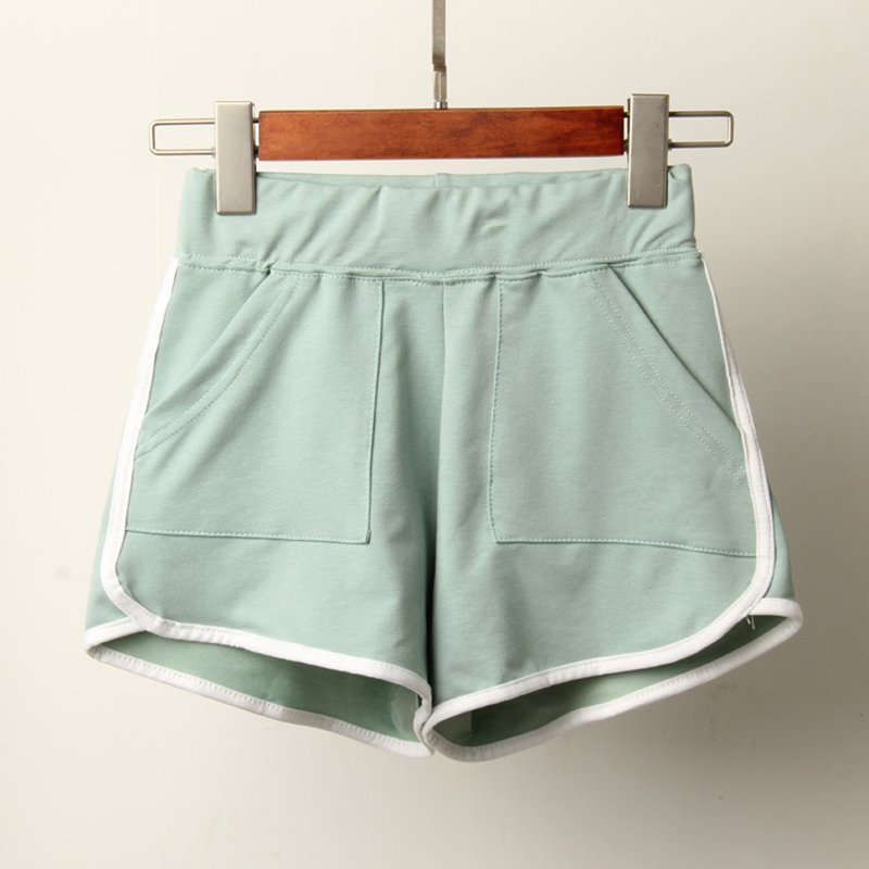 [Indonesia Direct] Woman Sports Casual Pure Color Fashion Candy Color Shorts Pea green_M