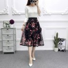 [Indonesia Direct] Women Summer Fashion Mesh Printing High Waist A-line Tutu Skirt red_One size