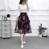 Indonesia Direct  Women Summer Fashion Mesh Printing High Waist A line Tutu Skirt red One size