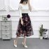  Indonesia Direct  Women Summer Fashion Mesh Printing High Waist A line Tutu Skirt red One size