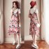  Indonesia Direct  Women Summer Printing Straps Dress Photo Color L
