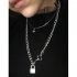  Indonesia Direct  Women Punk Lock Shape Long Chain Pendant Necklace Costume Jewelry Silver keychain   lock