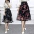  Indonesia Direct  Women Summer Fashion Mesh Printing High Waist A line Tutu Skirt black One size