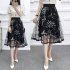  Indonesia Direct  Women Summer Fashion Mesh Printing High Waist A line Tutu Skirt black One size