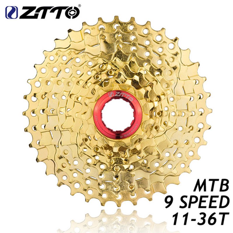 ID ZTTO 9s Cassette 11-36T 9 Speed Freewheel Flywheel Sprocket Gold Cassette Flywheel Bicycle Parts 9-speed 11T-36T
