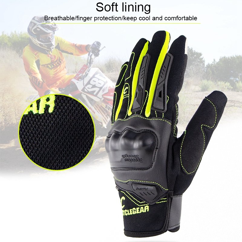 Motorcycle Riding Gloves Anti-slip  Anti-fall Racing Knight Gloves  Touchscreen Safe Gloves green_XL