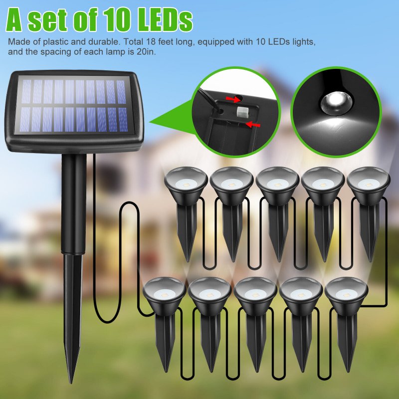 10 In 1 Solar Led Spot Light 500mah Battery Landscape Lamps For Outdoor Gardens Courtyards Lawns Decor 