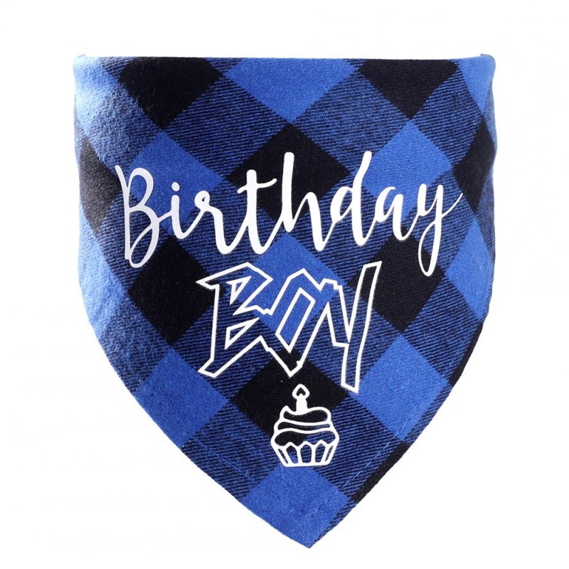 Pet Cotton Saliva Towel Cat Dog Party Birthday Bibs Scarf Supplies blue_Suitable for neck circumference 20-42cm