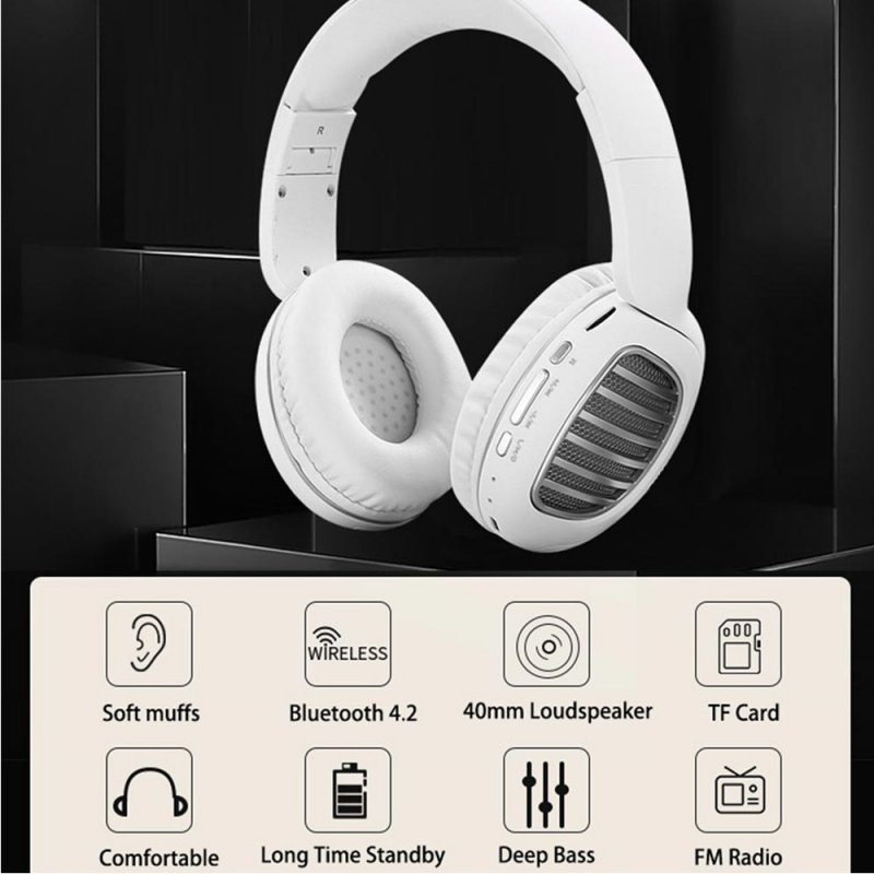 Wireless Bluetooth Foldable Headset FM Radio Stereo Music Portable Headset 