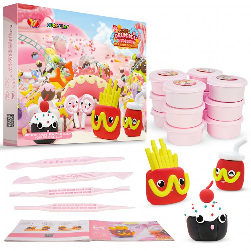 US 1 Box Of Clay 12 Themed Clay Toys Delicious kitchen