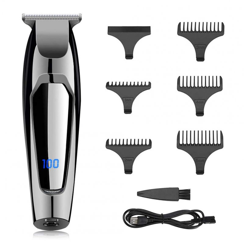 US 1 Set Electric Oil-head  Scissors  Hair  Clippers Charging Digital Display Usb Rechargeable Hair Clippers Kits Black