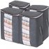  US Direct  1 Set Foldable  Clothing  Storage  Bag Reinforced Handle Clear Window Sturdy Zipper Organizers Grey Vertical