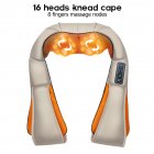 [US Direct] 1 Set Leather U-shaped Shoulder  Neck  Massager 4 Keys 3-speed 4 Wheel Rolling Kneading Massager Grey