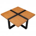 [US Direct] 1 Set Metal+pine U-shaped Coffee Table Cross-shaped Table Top Metal Feet 37.4 Inches Teak Color