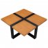 US Direct  1 Set Metal pine U shaped Coffee Table Cross shaped Table Top Metal Feet 37 4 Inches Teak Color