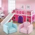  US Direct  1 Set N101 Single 2 in 1 Pu 49 32 39cm Rectangular Pink Modern Sofa For Over 1 Year Old Kids Pink