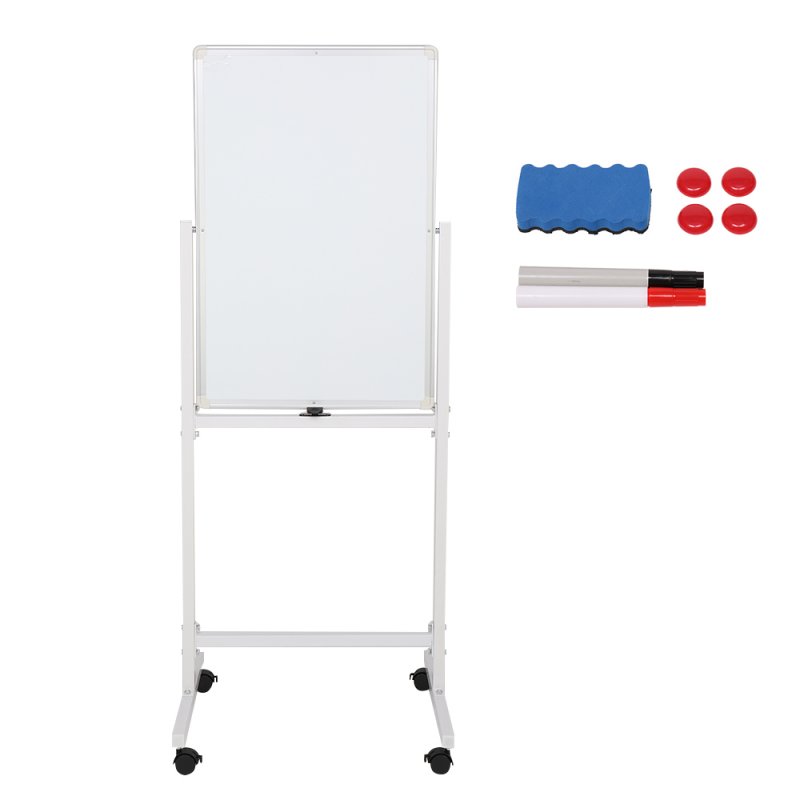 US 1 Set Of 120x60cm Vertical Movable Double-sided  Whiteboard With Stand For Office Classroom Home White