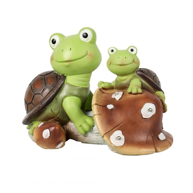 [US Direct] 1 Set Of Garden  Figurines Cute Frog Face Turtle Statue For Terrace Lawn Garden Decoration Green+brown