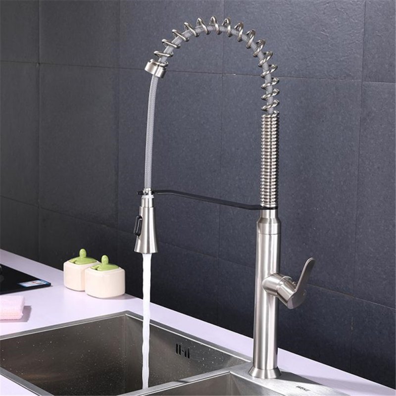 [US Direct] 1 Set Of Stainless Steel Kitchen  Faucet Non-contact Pull-down With Sprayer For Kitchen Sink silver