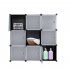  US Direct  1 Set Of Storage Organizer Diy 9 cube Storage Shelving With Doors For Bedroom Living Room White door black body