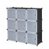  US Direct  1 Set Of Storage Organizer Diy 9 cube Storage Shelving With Doors For Bedroom Living Room White door black body