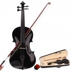 [US Direct] 1 Set Pine 4/4 Black Solid Wood Acoustic  Violin Case Bow Rosin black