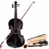  US Direct  1 Set Pine 4 4 Black Solid Wood Acoustic  Violin Case Bow Rosin black