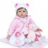  US Direct  1 Set Silicone Vinyl Cotton Body Cloth Body Simulation  Doll Pink Bear Costume  22 Inches Pink
