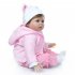  US Direct  1 Set Silicone Vinyl Cotton Body Cloth Body Simulation  Doll Pink Bear Costume  22 Inches Pink