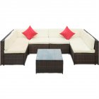 [US Direct] 1 Set Topmax  Patio  Furniture  Set Pe Rattan Modular Garden Furniture Corner Sofa Set 7 pieces, beige)
