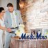  US Direct  1 Set Wooden Mr  And  Mrs  Letter  Ornament Wedding Props Large Photography Props Sea blue