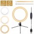 US Direct  10 Inch 25cm Live Fill Light With Stand 14 5w 5v 140led 2835 Lamp Beads Dimmable Usb Ring Light black