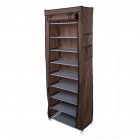 [US Direct] 10 Tiers Shoe  Rack With Dustproof Cover Closet Shoe Storage Cabinet Organizer Brown