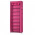  US Direct  10 layer 9 Lattices Non woven Fabric Shoe  Rack Room saving Shoe Cabinet Rose Red