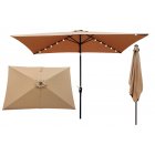 [US Direct] 10 x 6.5t Rectangular Patio Solar LED Lighted Outdoor Market Umbrellas with Crank & Push Button Tilt for Garden Shade Outside Swimming Pool