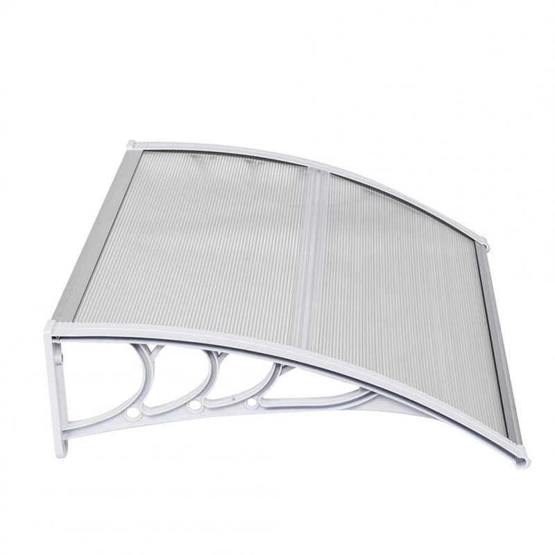 [US Direct] 100x80 Household Door Window Rain Cover Eaves  Canopy Mini Shelter Transparent plate White bracket