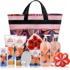 [US Direct] 10pcs Women Sweet Orange Bath Spa Kits Gift Set Includes Bath Salt Massage Oil Bubble Bath Tote Bag 10pcs